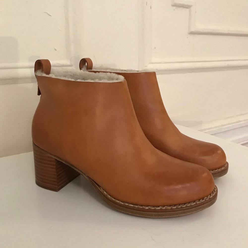 Feit Braided Shearling Mid Heel Boot